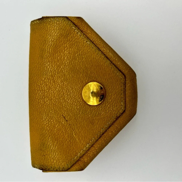 Auth HERMES Le Karan Yuit Coin Purse Yellow Leather F in Square (2002) Rare - Picture 3 of 12
